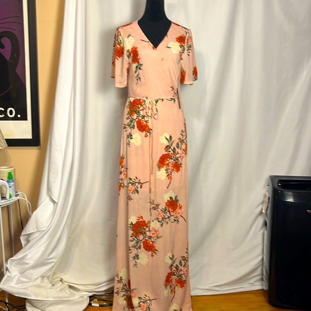 NWT Lulu’s maxi wrap dress (L) with split flutter sleeve